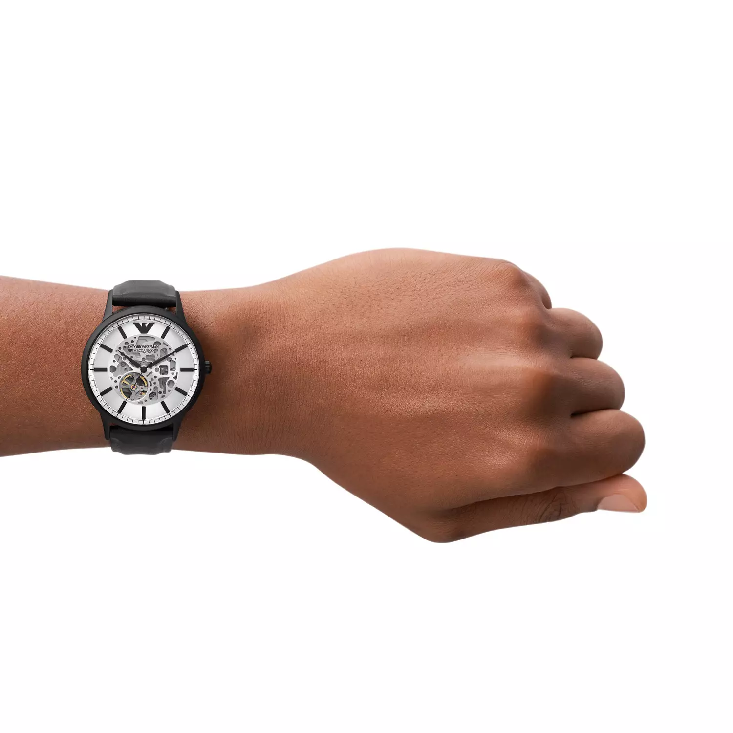 Emporio Armani Renato Black Blue Leather Jam Pria 43MM AR80060