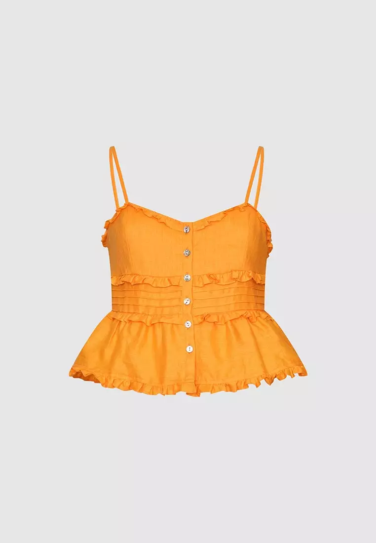 Ruffle Peplum Camisole Crop Top