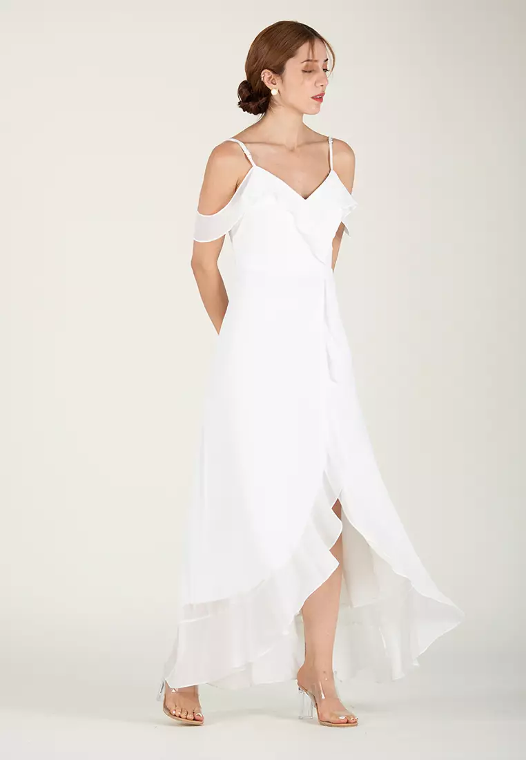 露肩长款连衣裙