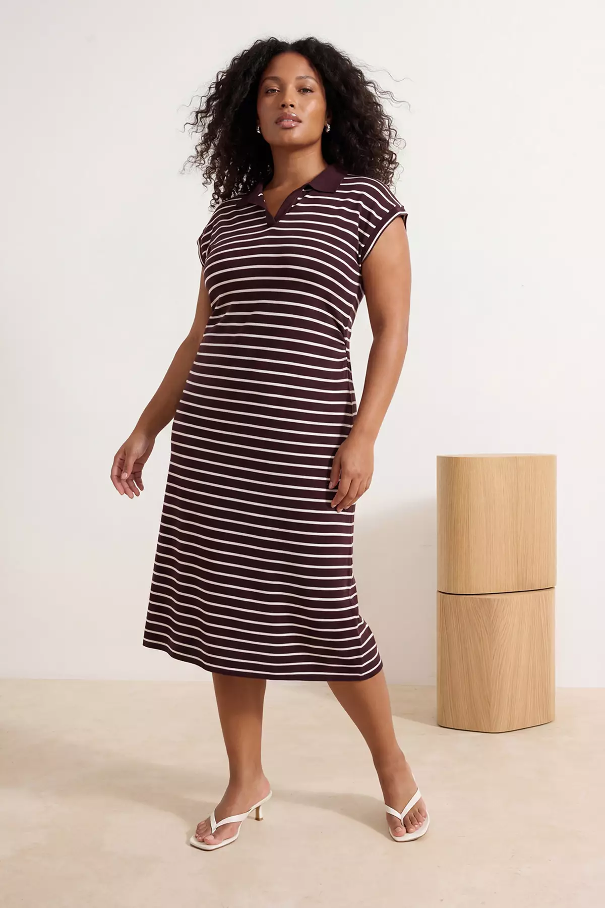 burgundy and black striped dress Maxwell Dress in Burgundy Pinstripe X Small main image 1