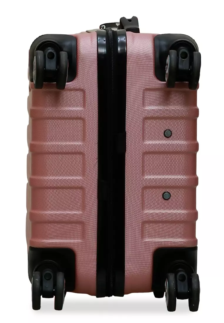 Isvara Tas Koper Hardcase Unisex One Set Suitcase Number Code Combination Lock Large Compartment Material ABS+PVC Coated ORIGINAL - Rose Gold