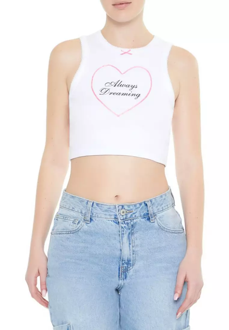Forever 21 Barbie Tank Top White Baby Girl Crop Top Forever 21