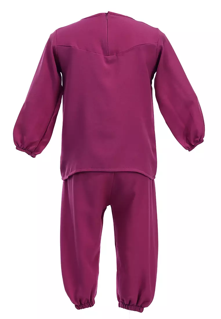 Jourell Setelan Anak Perempuan Lengan Panjang Kids One Set Motif Polos Material Cotton ORIGINAL - Lilac