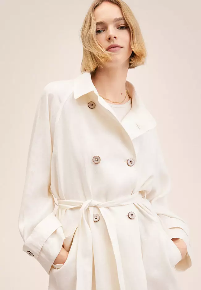 Mango linen trench coat store