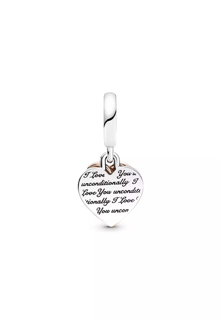 Pandora 14K Rose Gold-Plated Entwined Hearts Double Dangle Charm