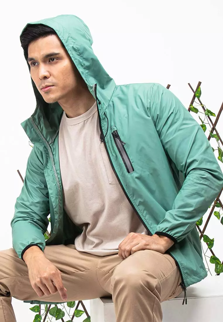 Forest Windbreaker Men Jacket Reflective Jogging Running Waterproof Jacket - 30361-41LtGreen
