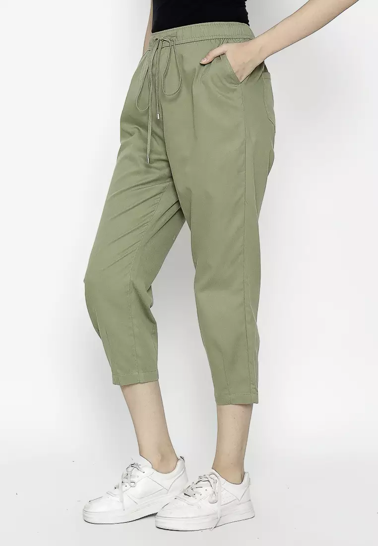 Urban Exchange Gianna Olive Tapered Pants - Casual Pants Celana Panjang Green Warna Olive