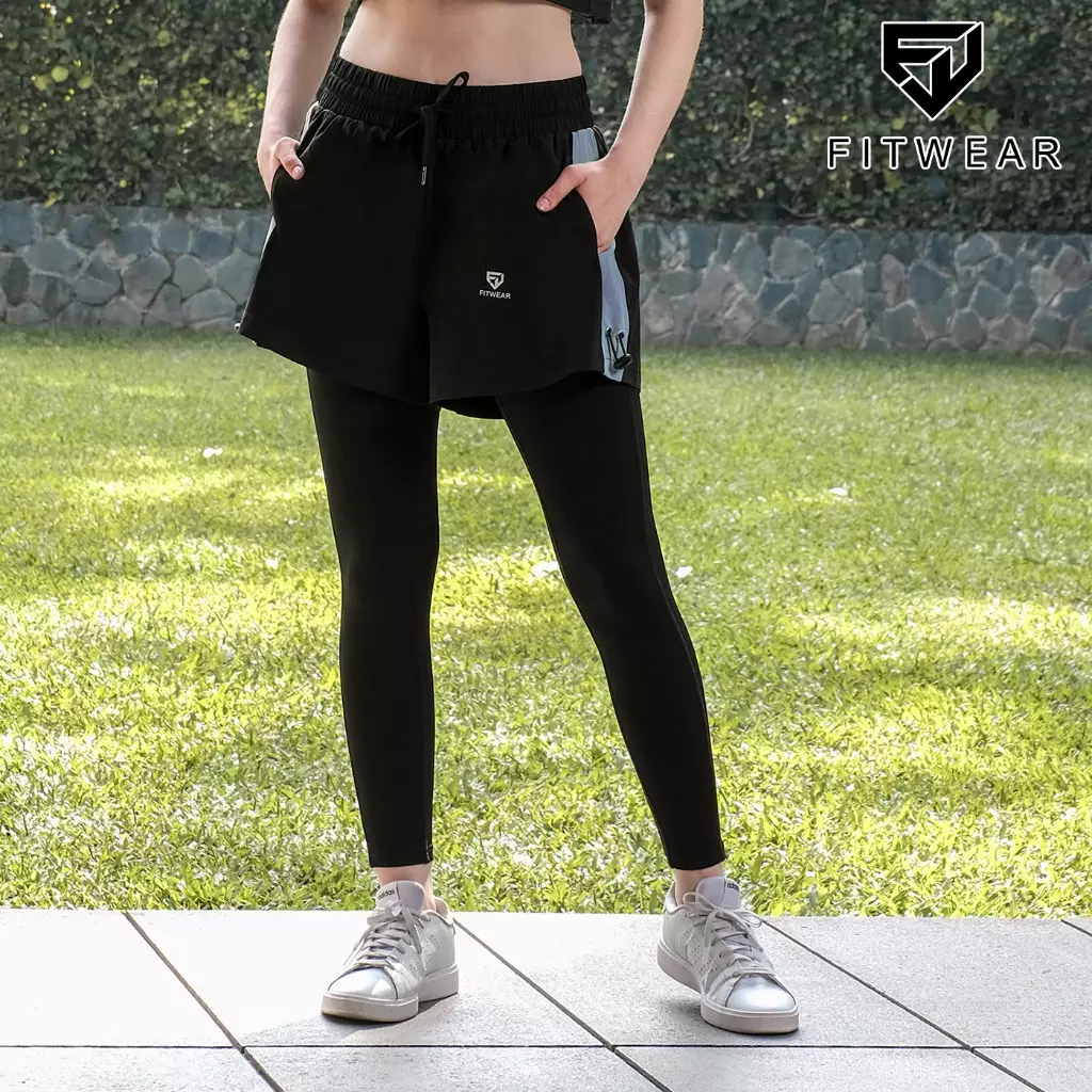 Fitwear - Celana Lari + Inner Legging Olahraga Wanita CLAUDIA LIST POCKET OVERSIZE - BABY BLUE