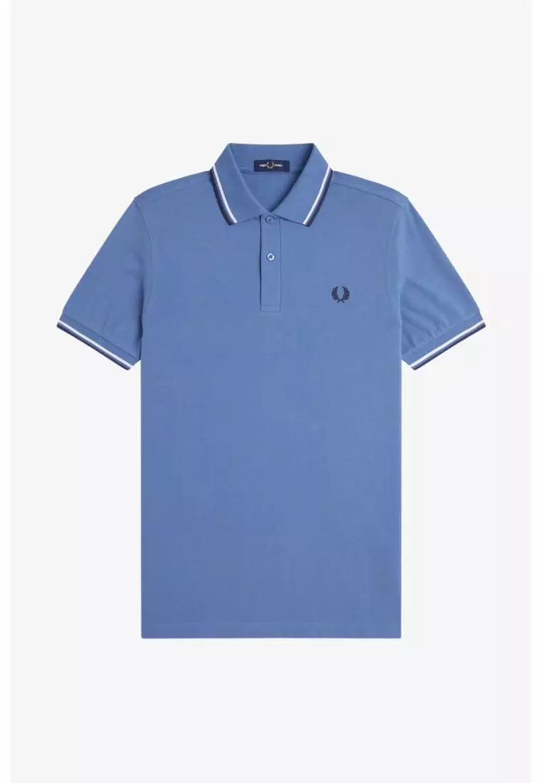 Fred Perry M3600 Twin Tipped Fred Perry Shirt (Ace Blue / Snow White / Tennis Blue)