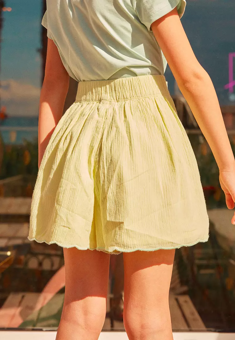 PALE YELLOW EMBROIDERED SHORTS