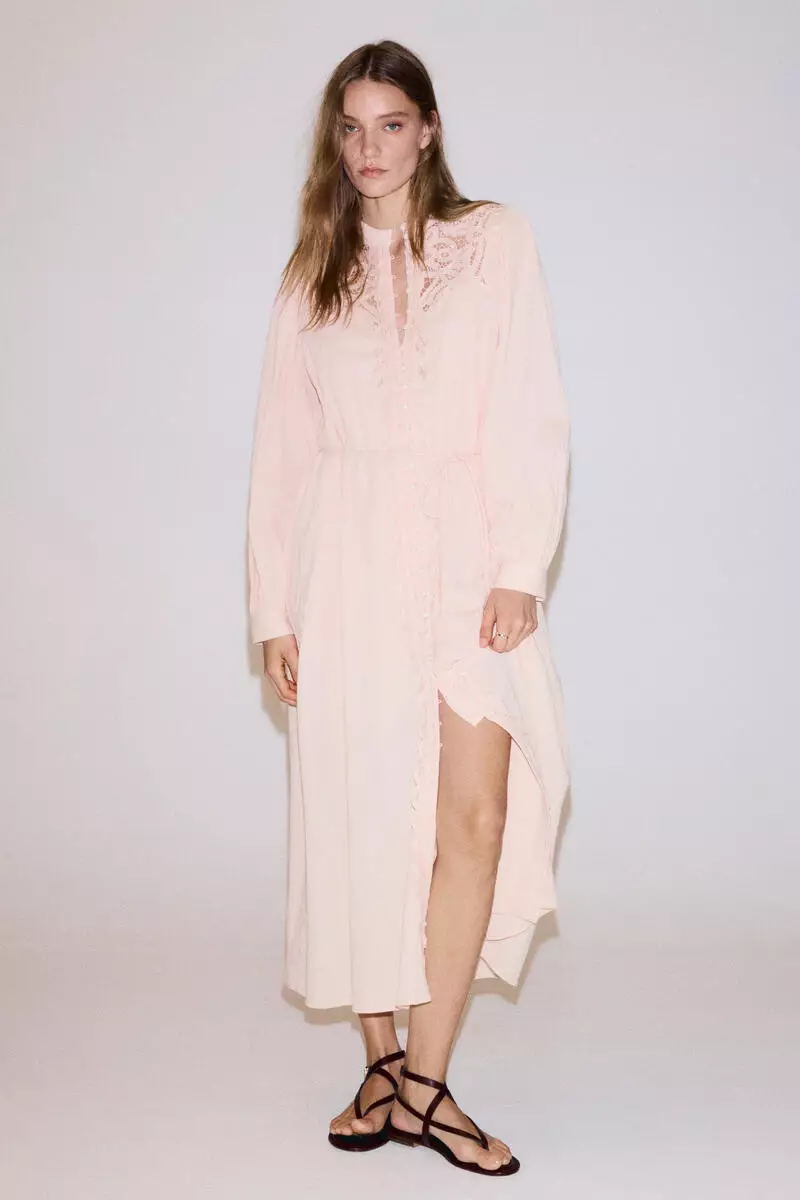 Lace-detail cotton dress