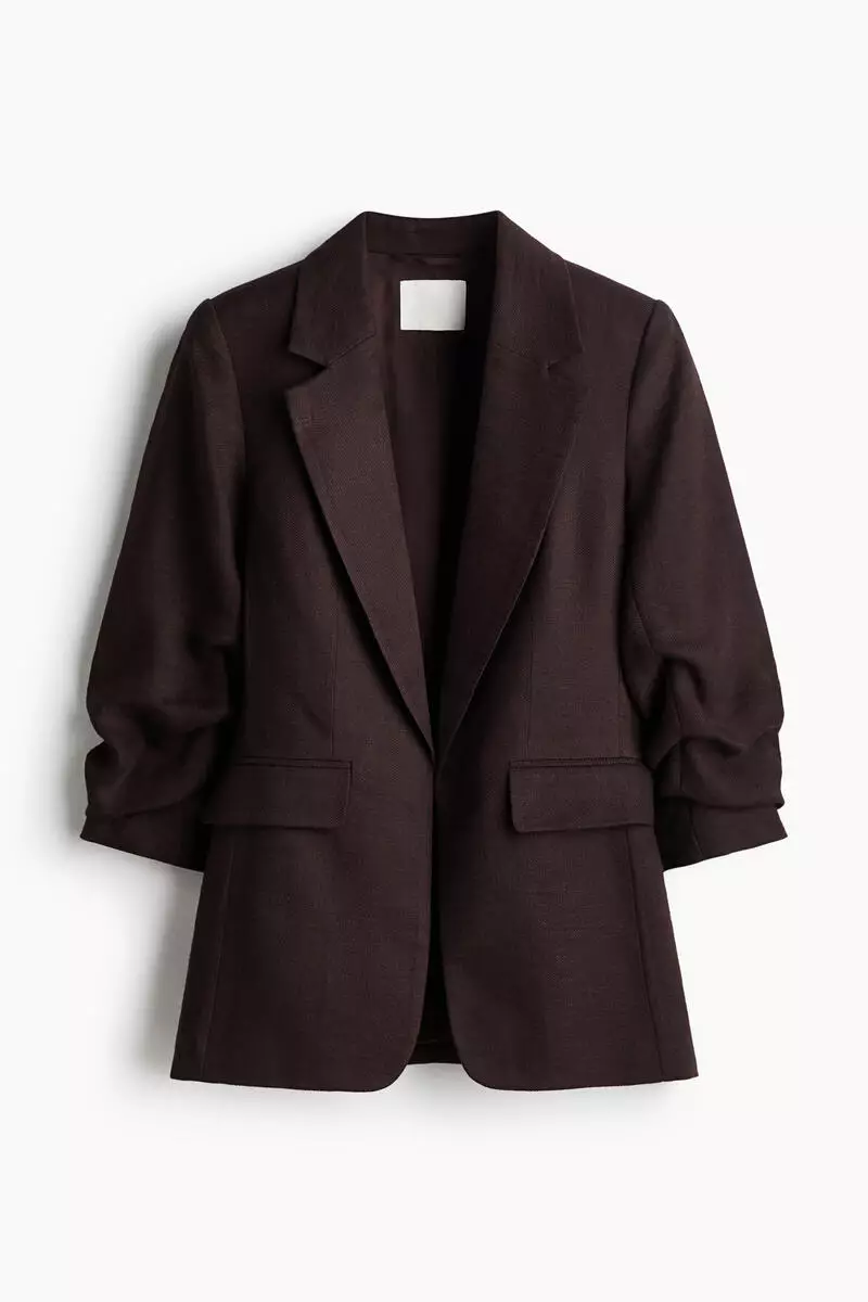 Gathered-sleeve blazer