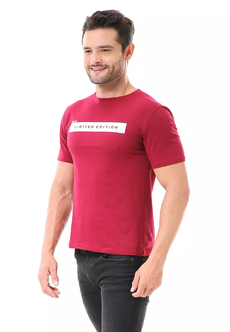 Aisley Atasan Kasual Pria Kaos Motif Limited Edition Lengan Pendek Material Cotton ORIGINAL - Maroon