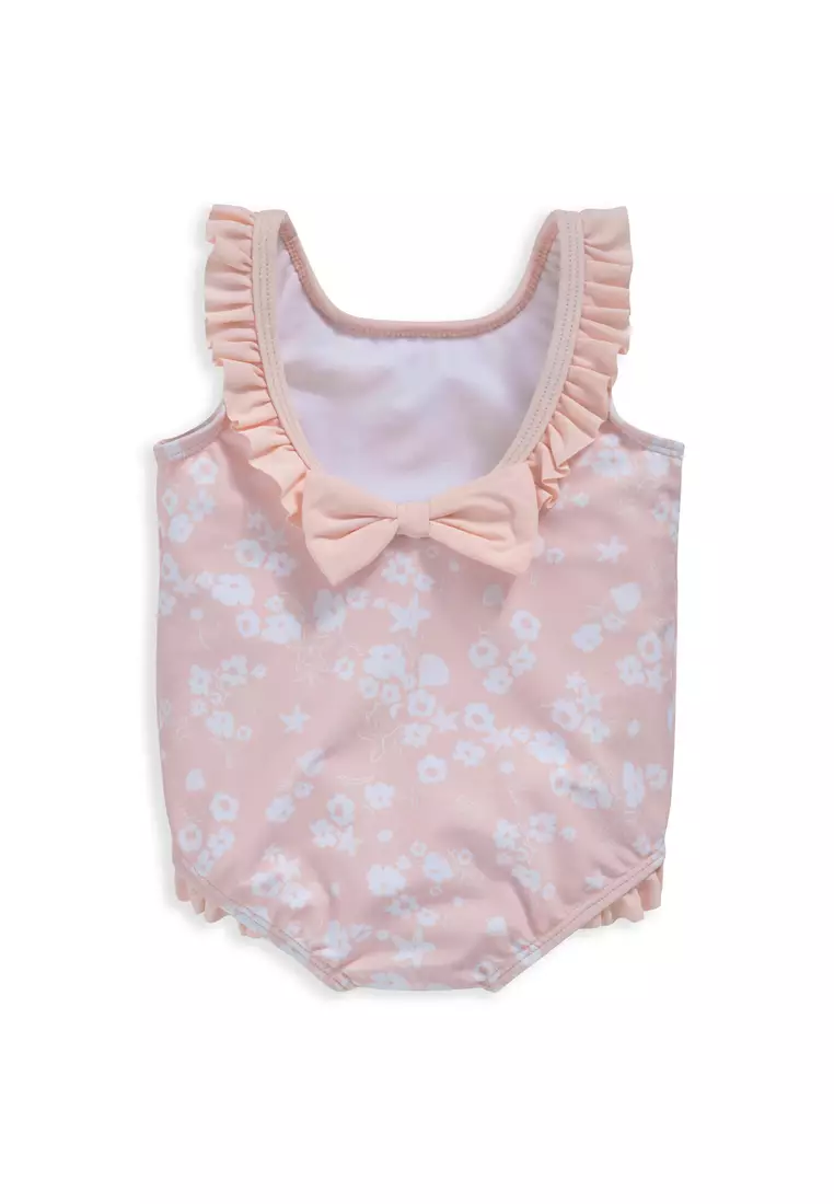 Sea Floral All Over Print Swimming Costume for Baby Girls