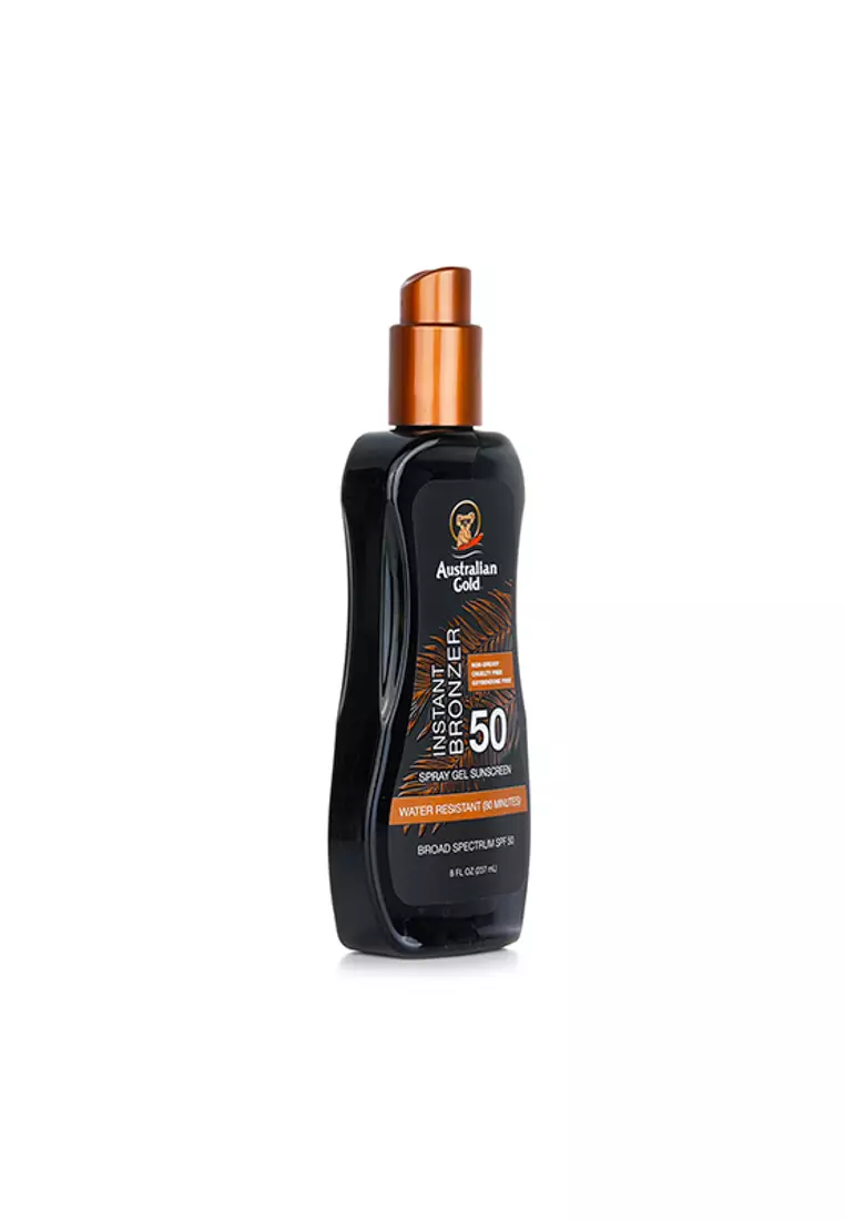 AUSTRALIAN GOLD - Spray Gel Sunscreen SPF 50 with Instant Bronzer 237ml/8oz