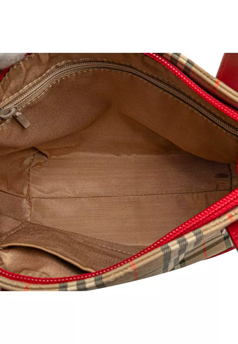 Pre-Loved Burberry Haymarket Check Canvas Handbag