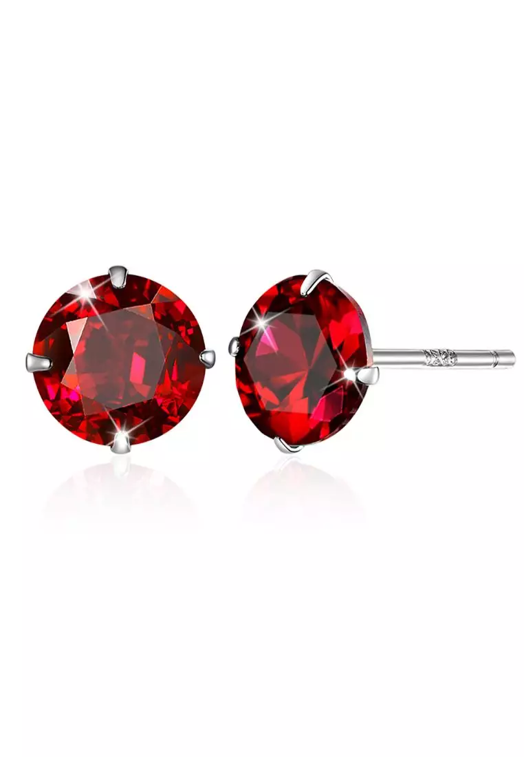 Scarlet Diamond Round Cut Four Prong Stud Earrings