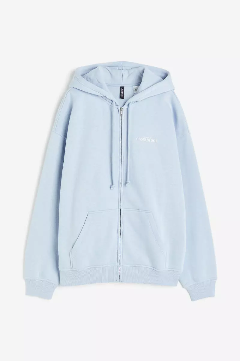 Oversized printed zip-through hoodie