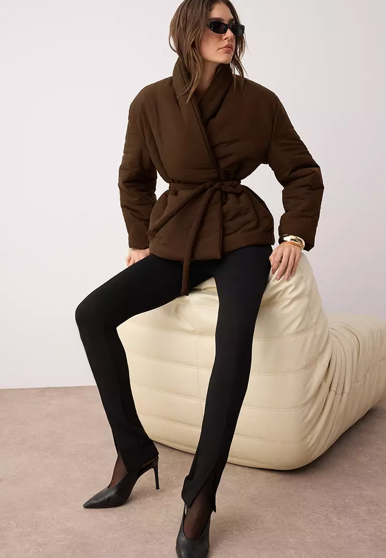 Tie Detail Wrapped Coat