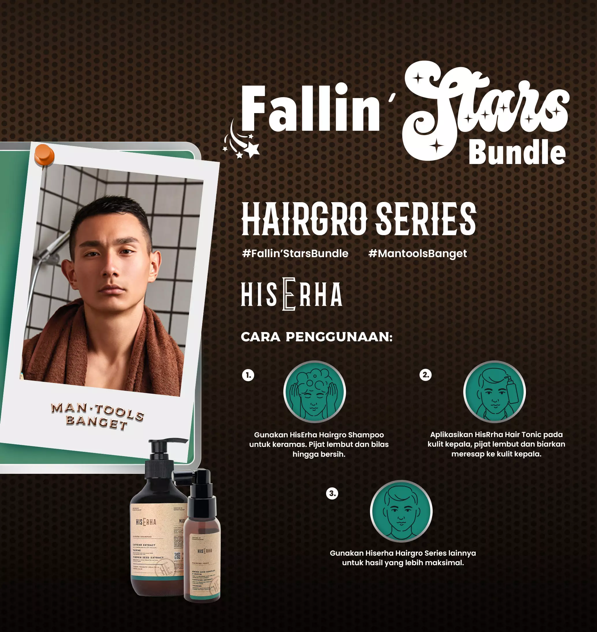 HISERHA Bundling Hairgro Series - Shampoo + Tonik Anti Rontok Khusus Pria