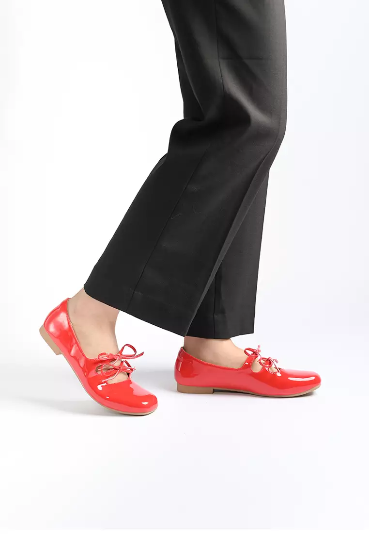 Clara Glossy Ribbon Flats