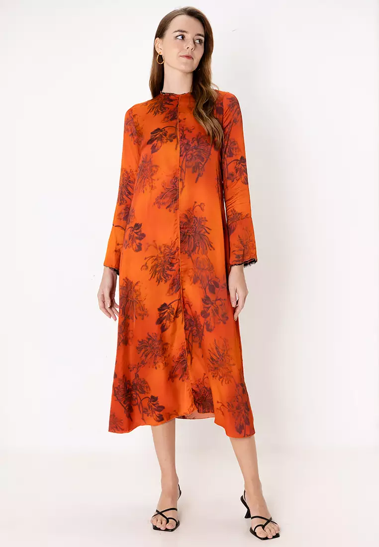 ワンピース FLORAL MIDI DRESS The Green Floral Burnout A-Line Slip Midi Dress & Reviews