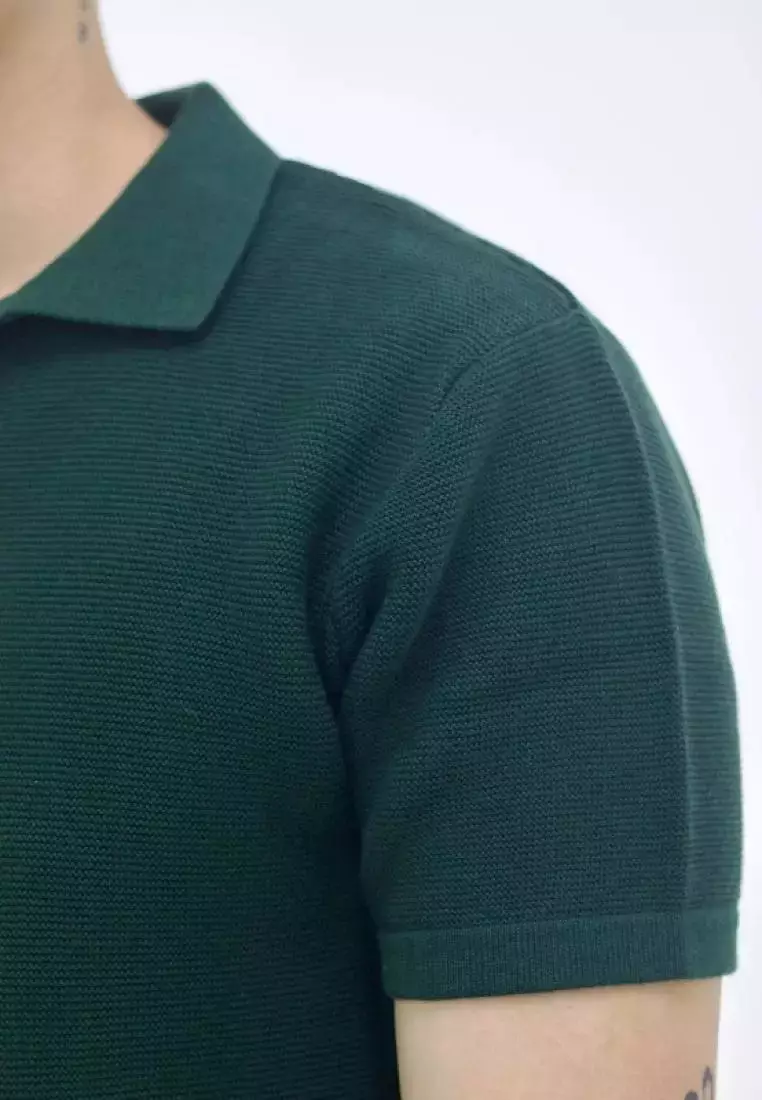 Kale Matteo Bottle Green/ Kaos Rajut Polo Lengan Pendek Pria