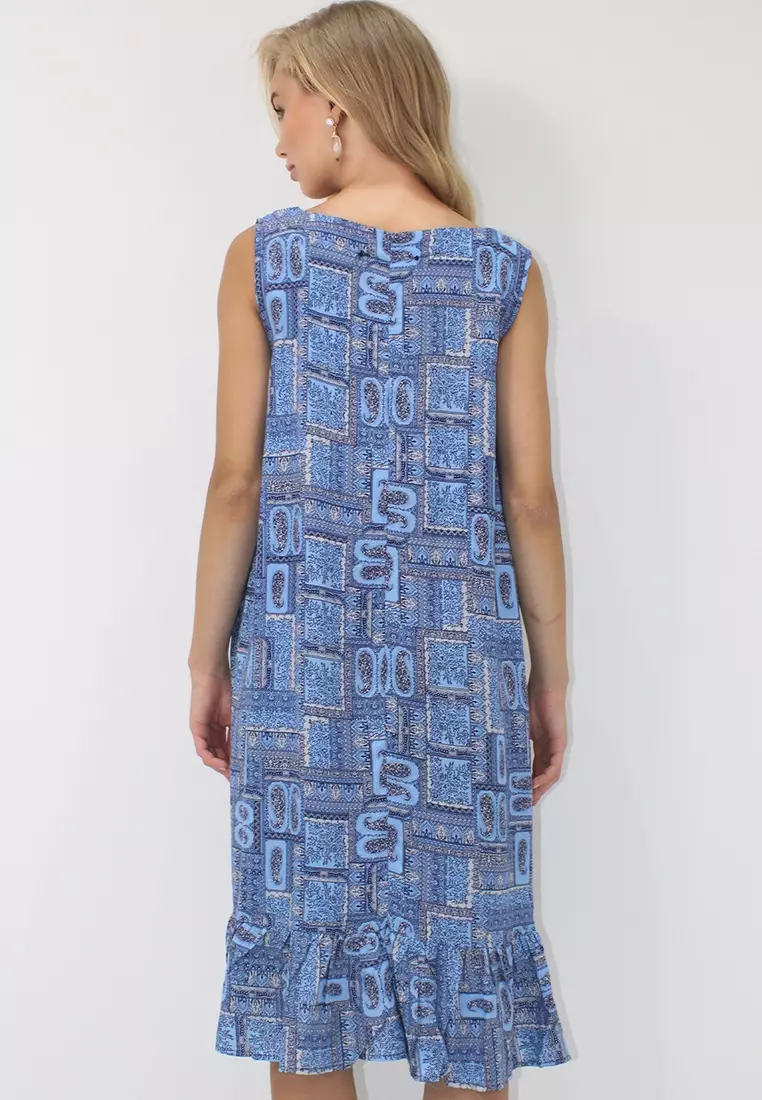 Viscose V-Neck Midi Dress