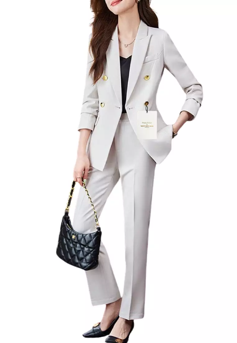 HAPPY FRIDAYS Fashionable Slim Cut Suit Set YGH-EL8667set