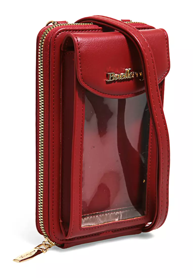 Sling Bag Wanita Tas Selempang Handphone Transparent Design Many Slot Material Leather ORIGINAL