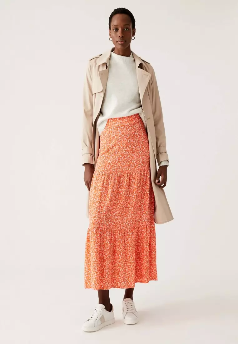 Marks and spencer red maxi skirt 2025