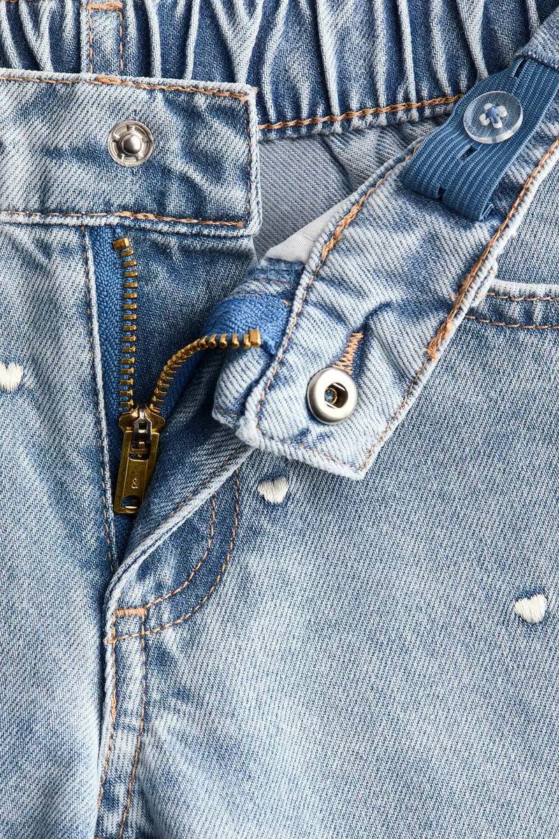 Motif-detail wide leg jeans