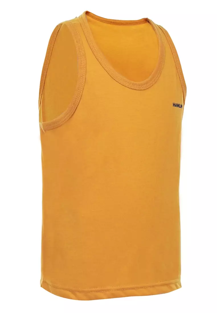Oriel Singlet Anak Unisex Motif Polos Kids Tshirt Sleeveless Material Cotton ORIGINAL - Yellow