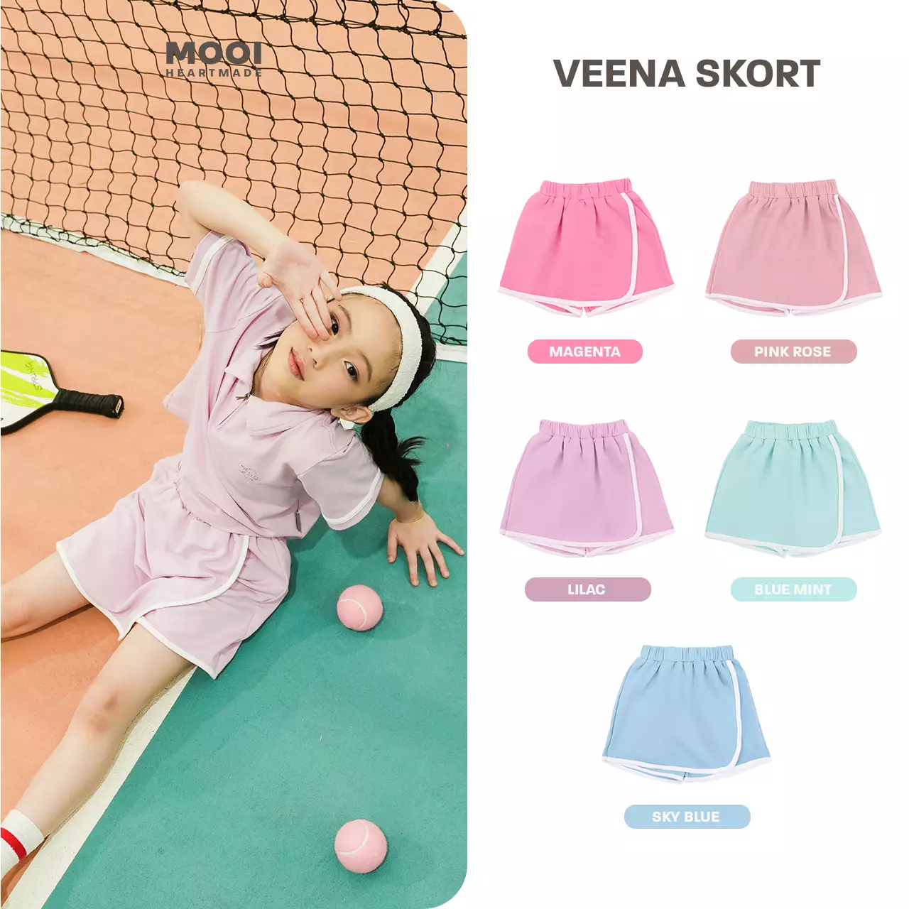 Mooi Rok Celana Skort Anak Perempuan Veena Skort - Pink Rose