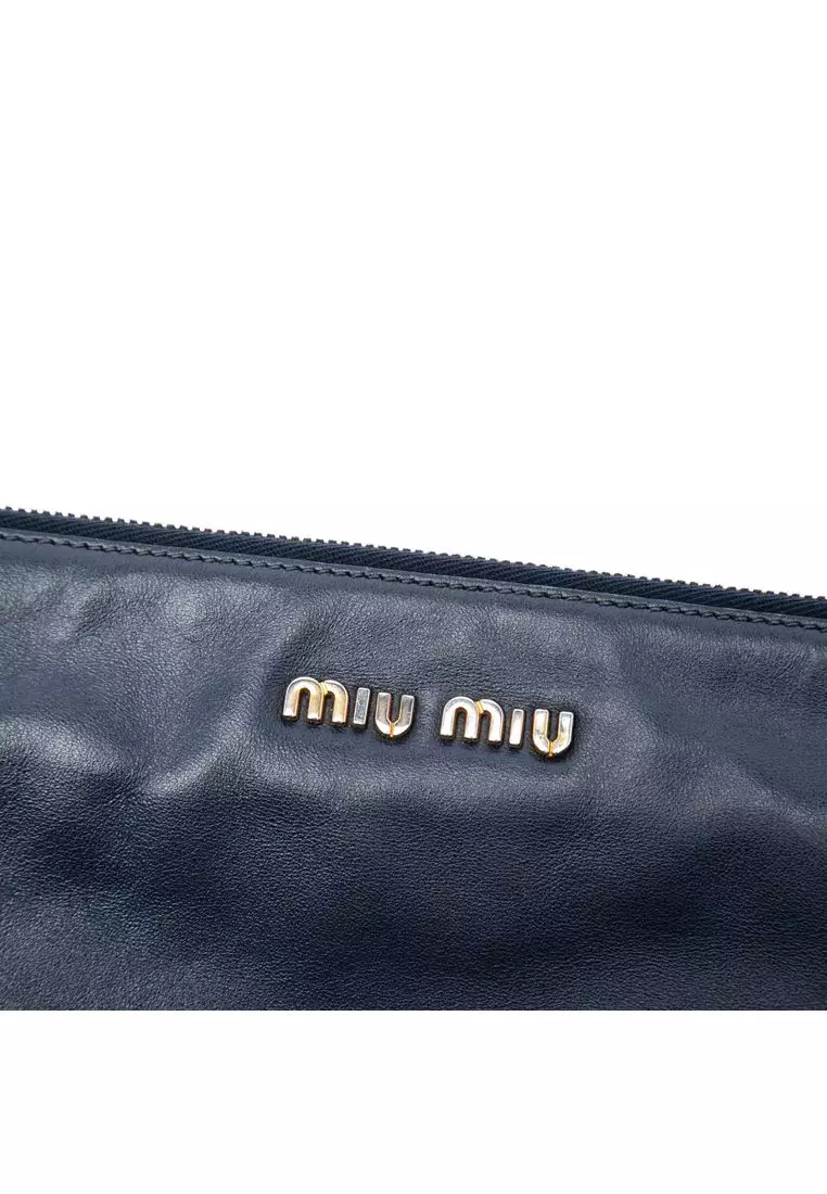Pre-Loved Miu Miu Studded Leather Zip Clutch