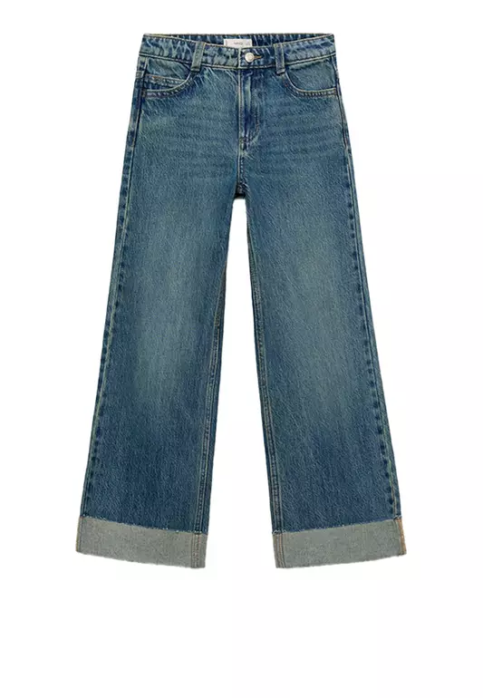 Wide Leg Jeans With Turned-Up Hem
