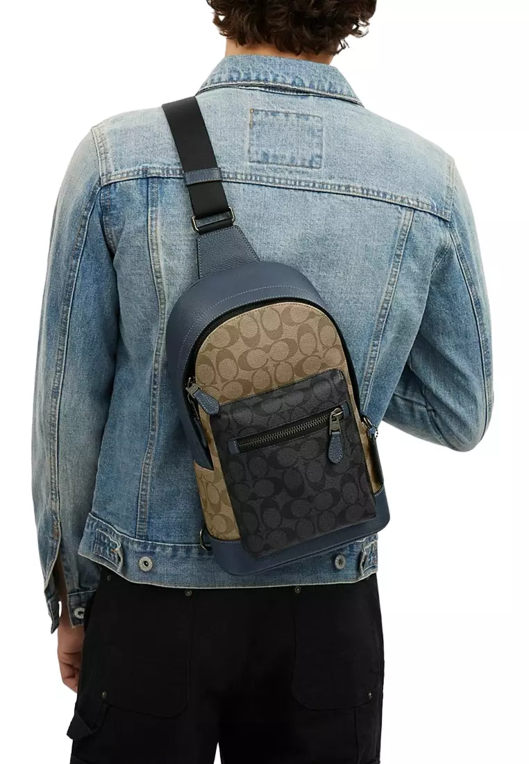 Mens West Pack In Colorblock Signature Canvas - Brown/Multi