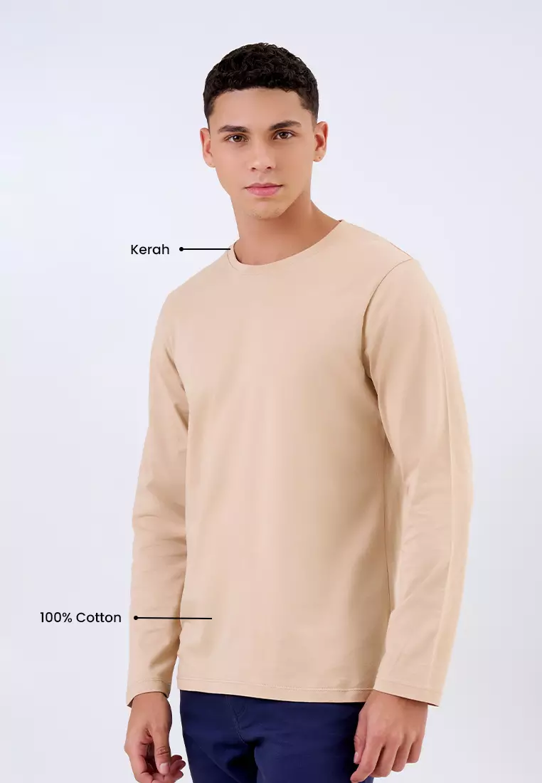 MANZONE - Kaos Lengan Panjang Pria Baltoy Slim Fit - Khaki