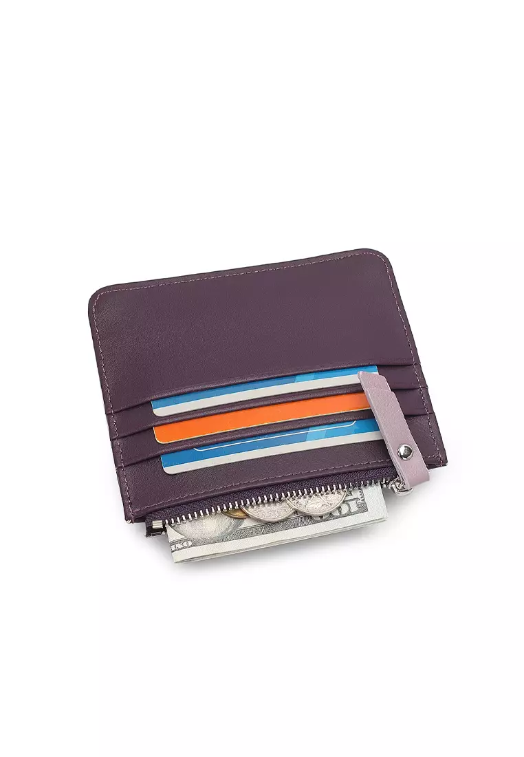 Women's Card Holder With Coin Compartment - Purple