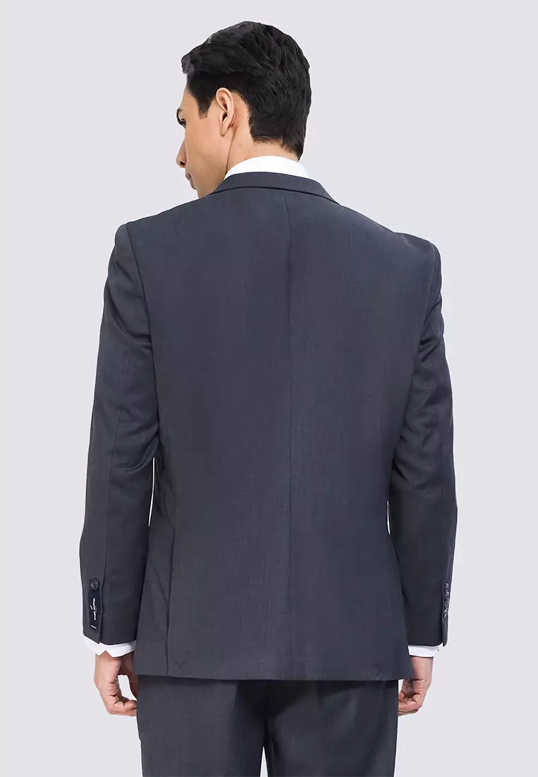 Charcoal Regular Fit Wool Blend Stretch Suit Jacket