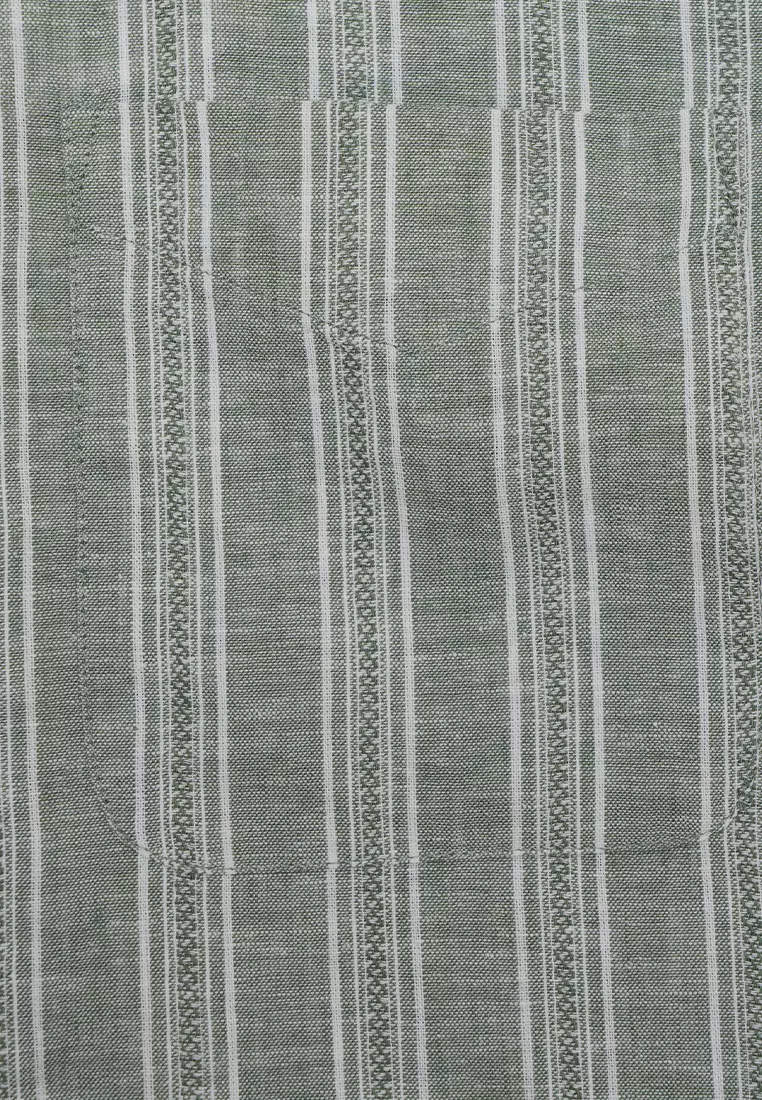 Men's Linen Cotton Poplin Short Sleeves Stripe Shirt