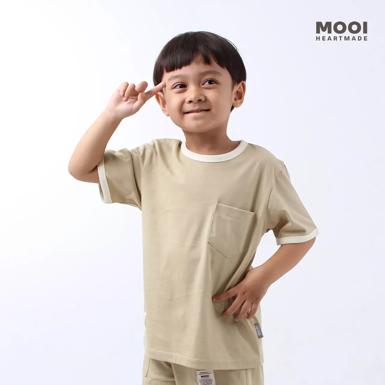Mooi Kaos Anak Laki-Laki Hoshi T-Shirt Tee - Light Beige