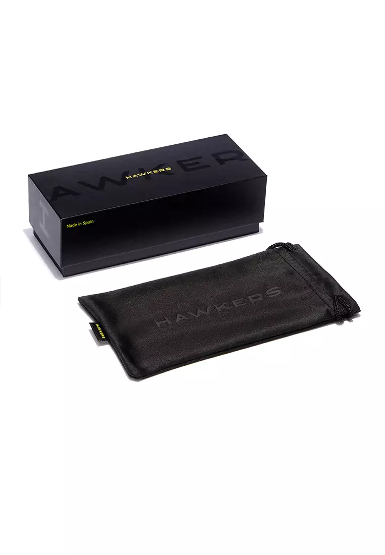 HAWKERS POLARIZED Black Dark FASTER RAW Sunglasses for Men and Women. Official Product Designed in Spain