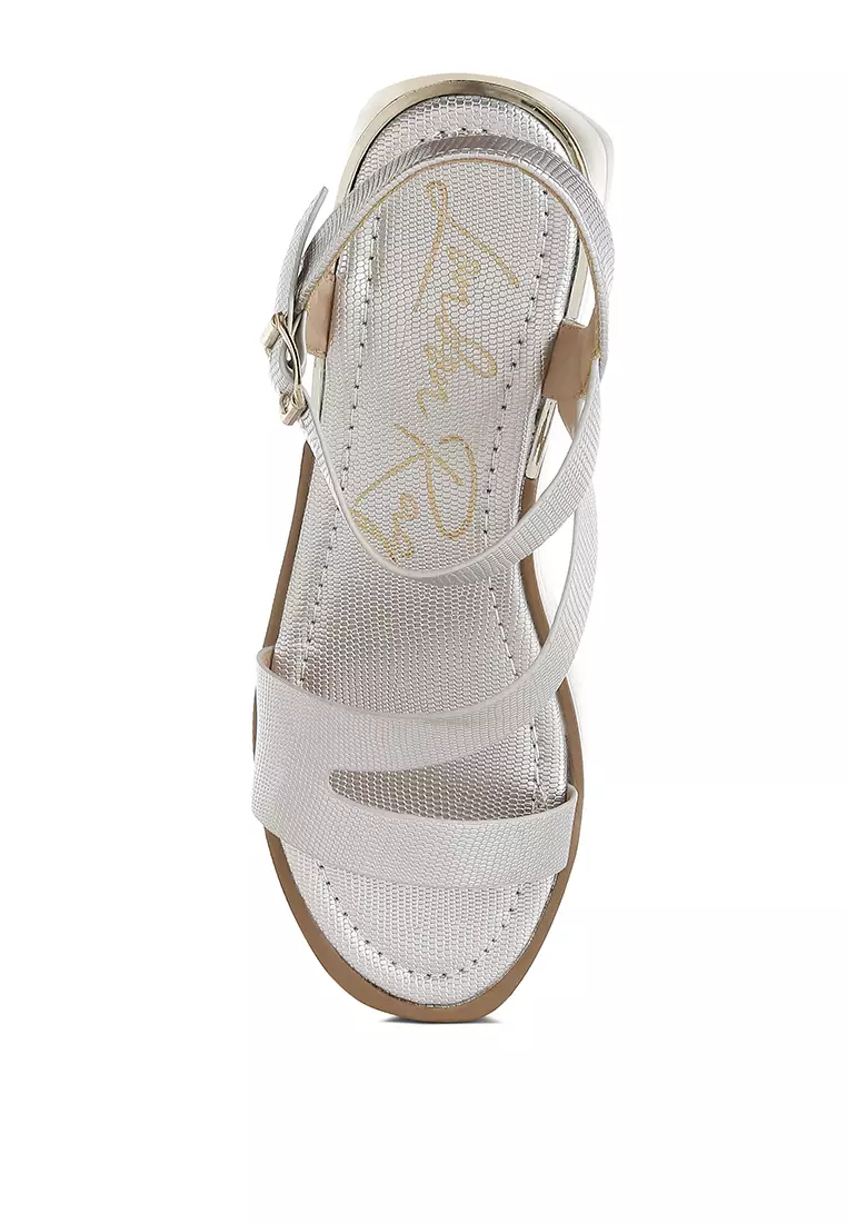 Chunky Flatform Sandals In Silver