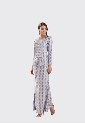Buy Cik Mek Kebaya from Nadjwazo by LadyQomash in White and Blue and Silver only 199