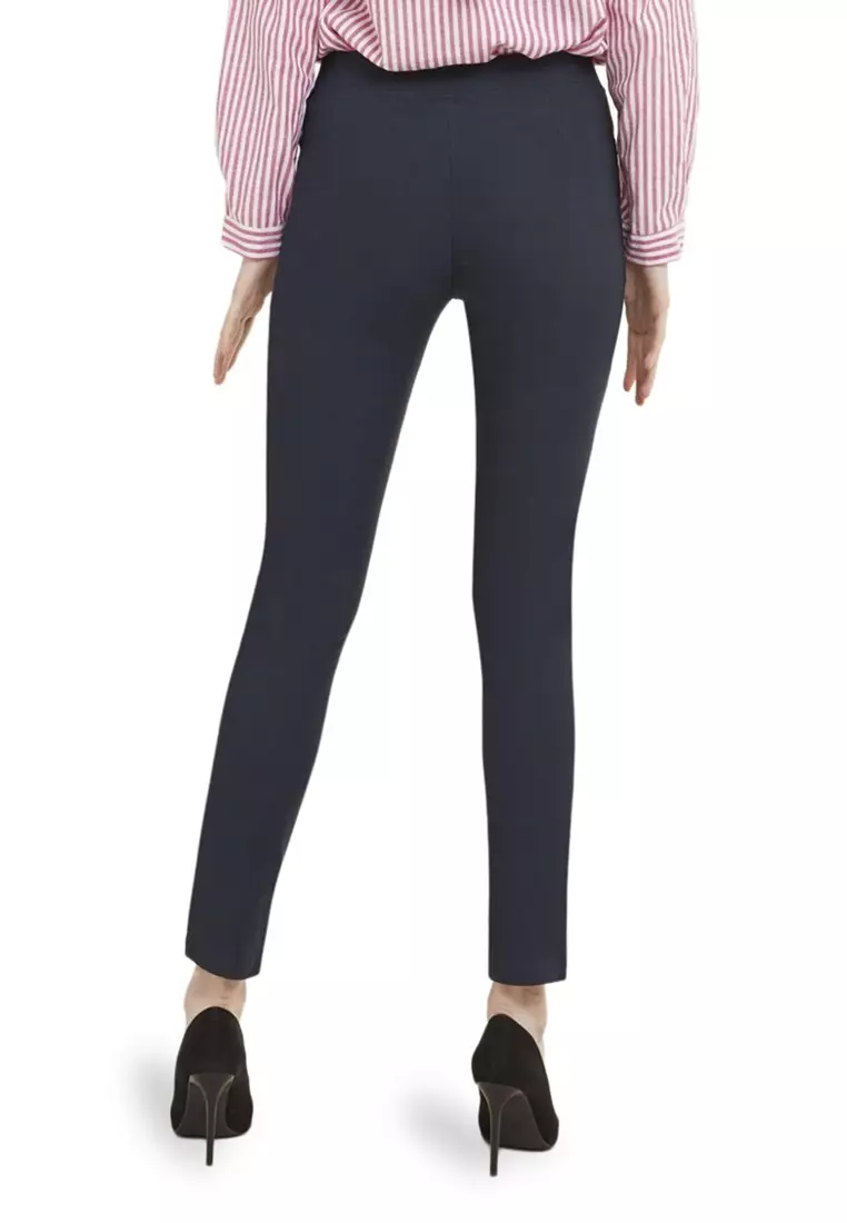 Skinny Pants Celana Panjang Polos Rubbery Waist Bawahan Wanita - Navy