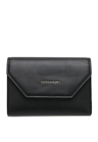 Volkswagen black Women's Pin Button Tri Fold Leather Short Purse / Wallet With Coin Compartment 0E01BAC4CD1EE6GS_1