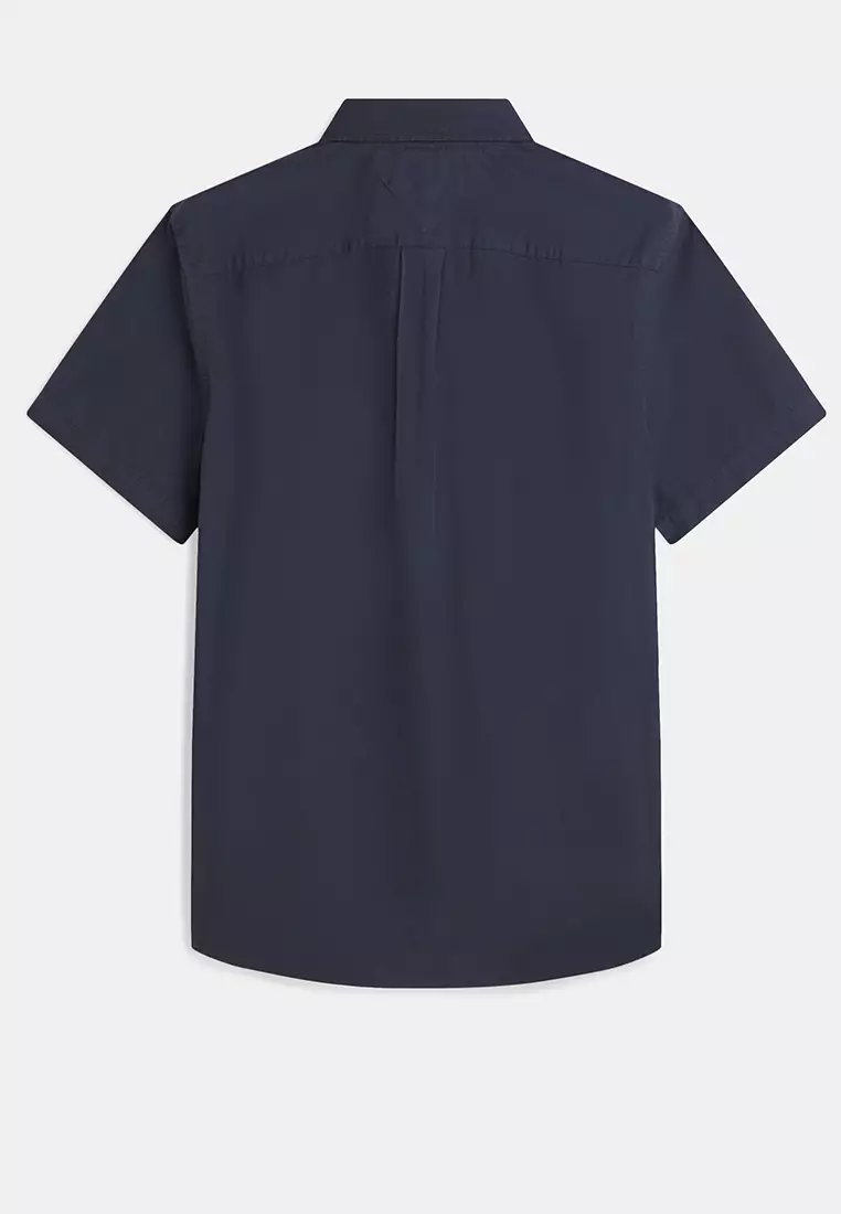 Regular Fit Washed Poplin Short Sleeves Shirt - Th Mainline