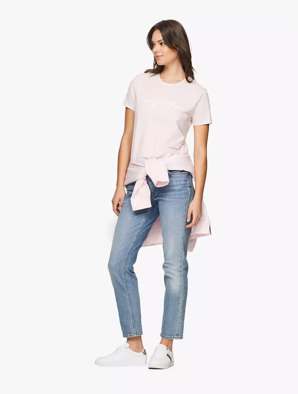 TOMMY HILFIGER - Signature Logo Crewneck T-Shirt - Pink - Pink