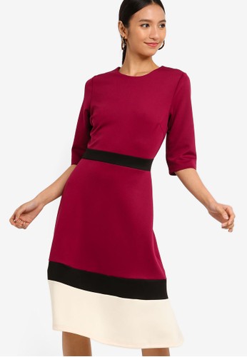 Jual Zalora Color Block Midi Dress Original Zalora Indonesia
